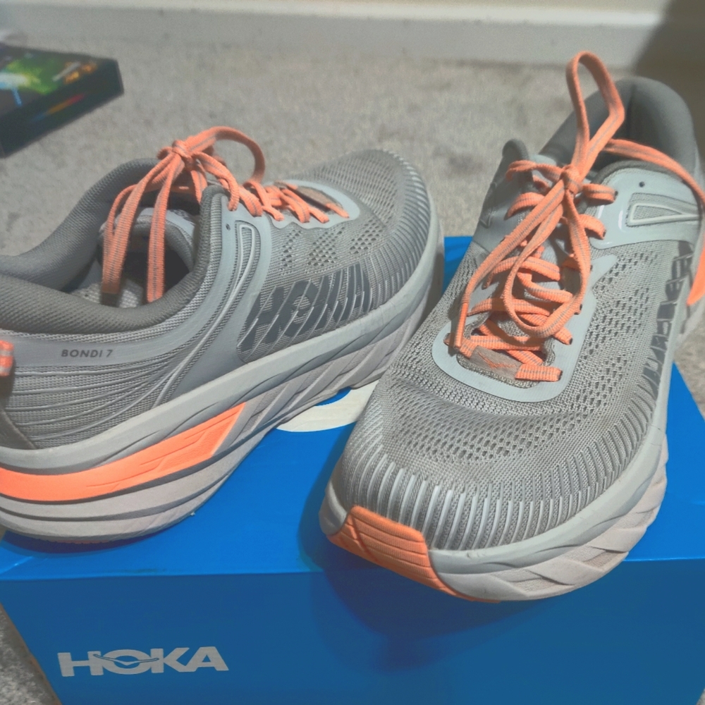 HOKA One One Bondi 7 9.5W Grey/Peach